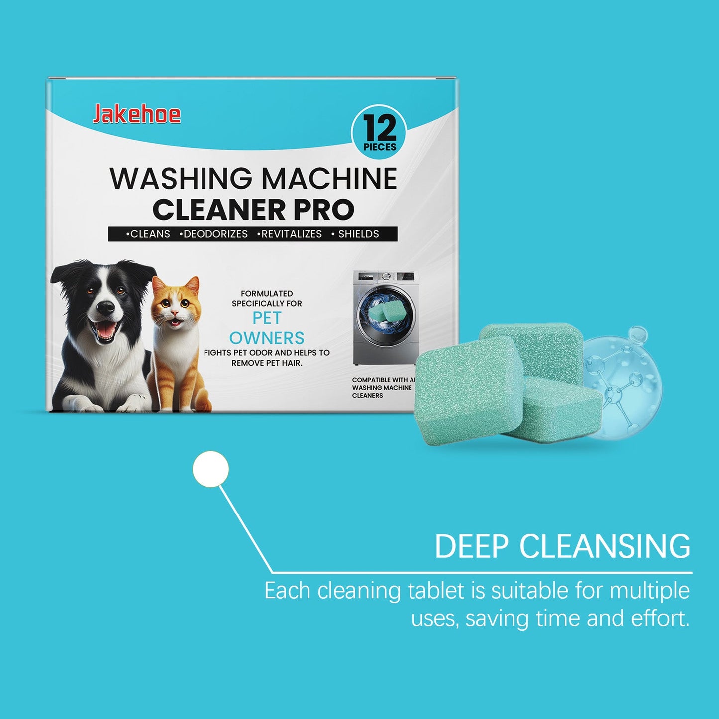 Jakehoe Washing machine cleaning tablets Cleaning the washing machine drum for household use, removing stains and scale