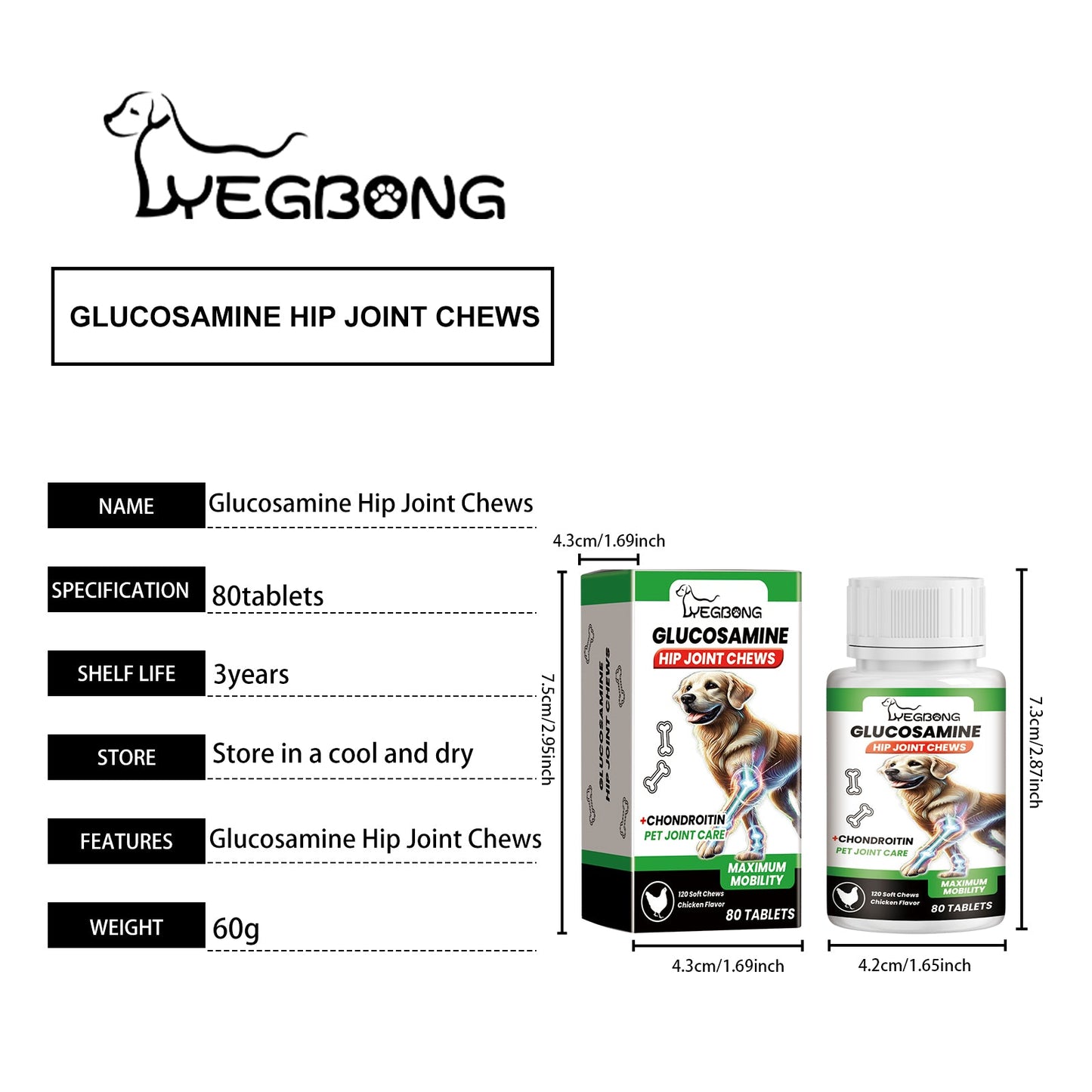 Yegbong Joint care tablets for dogs Joint care tablets for pets and dogs enhance vitality and provide nutritional supplements