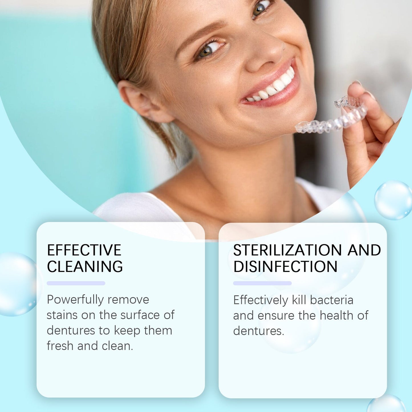 Oralhoe Denture Retainer Cleaning Tablets Cleans bad breath and leaves a pleasant scent, cleaning tablets for braces and dentures care
