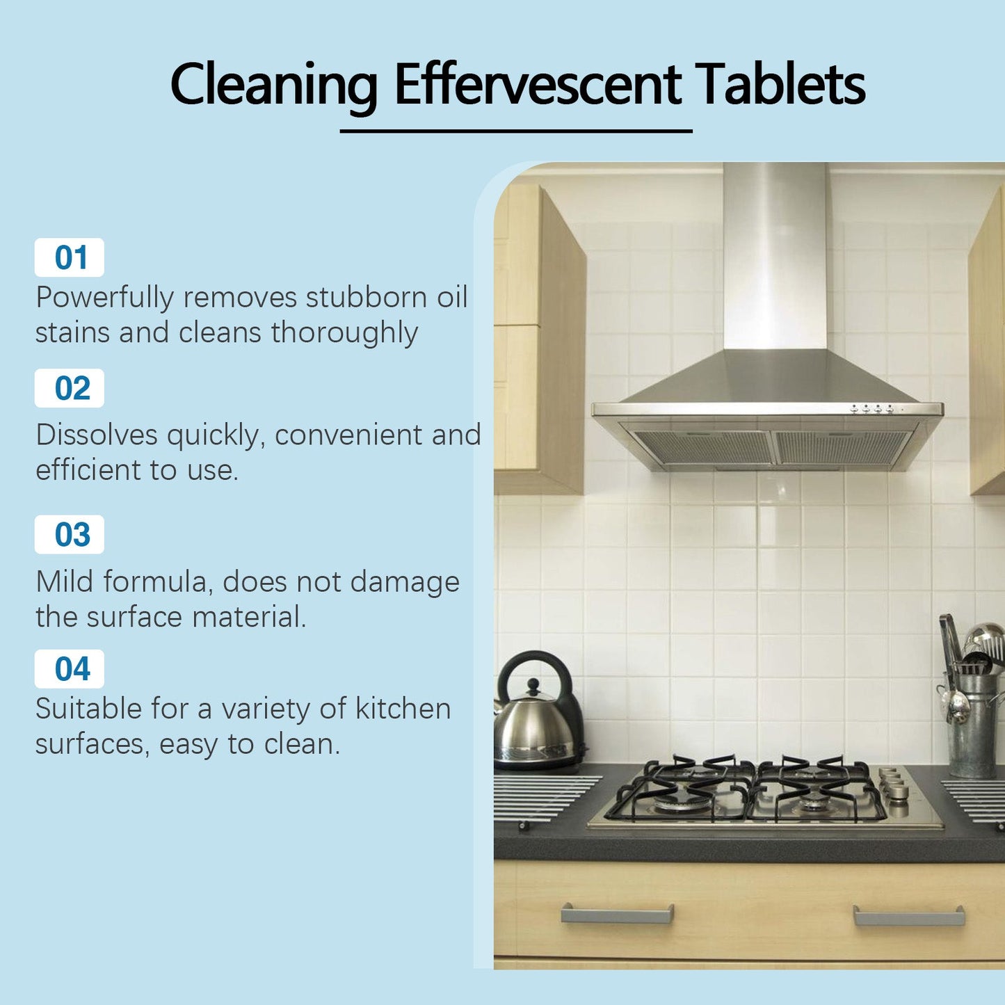 Jue-Fish Kitchen grease cleaning tablets Household cleaning product for removing grease and grime from kitchen stoves