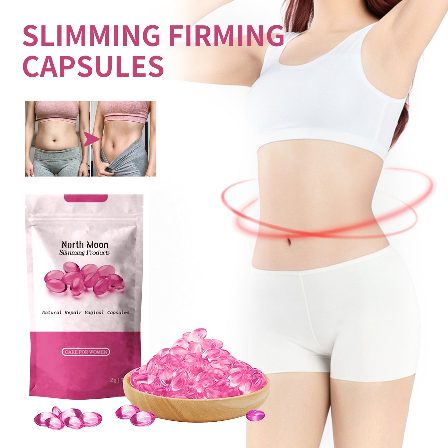North Moon Fish Oil Softgels for the Body Moisturizing and delicate body skin and abdominal care fish oil soft capsules
