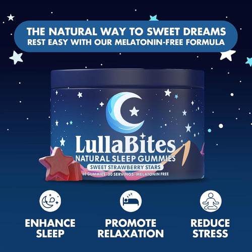 Natural Sleep Gummies - Made in USA - With 5-HTP, L-Theanine, Magnesium & Valerian Root - Melatonin Free - Vegan - Halal - Sugar, Gluten Free - Sweet Strawberry - 60 Gummies - 30 Servings