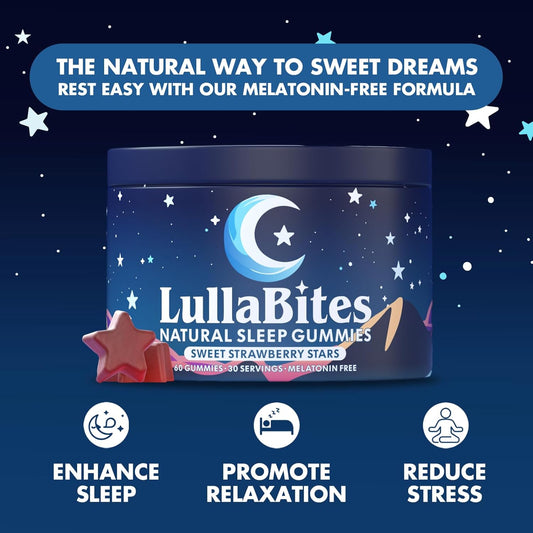 Natural Sleep Gummies - Made in USA - With 5-HTP, L-Theanine, Magnesium & Valerian Root - Melatonin Free - Vegan - Halal - Sugar, Gluten Free - Sweet Strawberry - 60 Gummies - 30 Servings