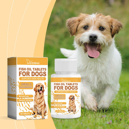 Yegbong Multivitamin Fish Oil Tablets for Dogs Pet dog hair care, moisturizes the skin, and protects pet health