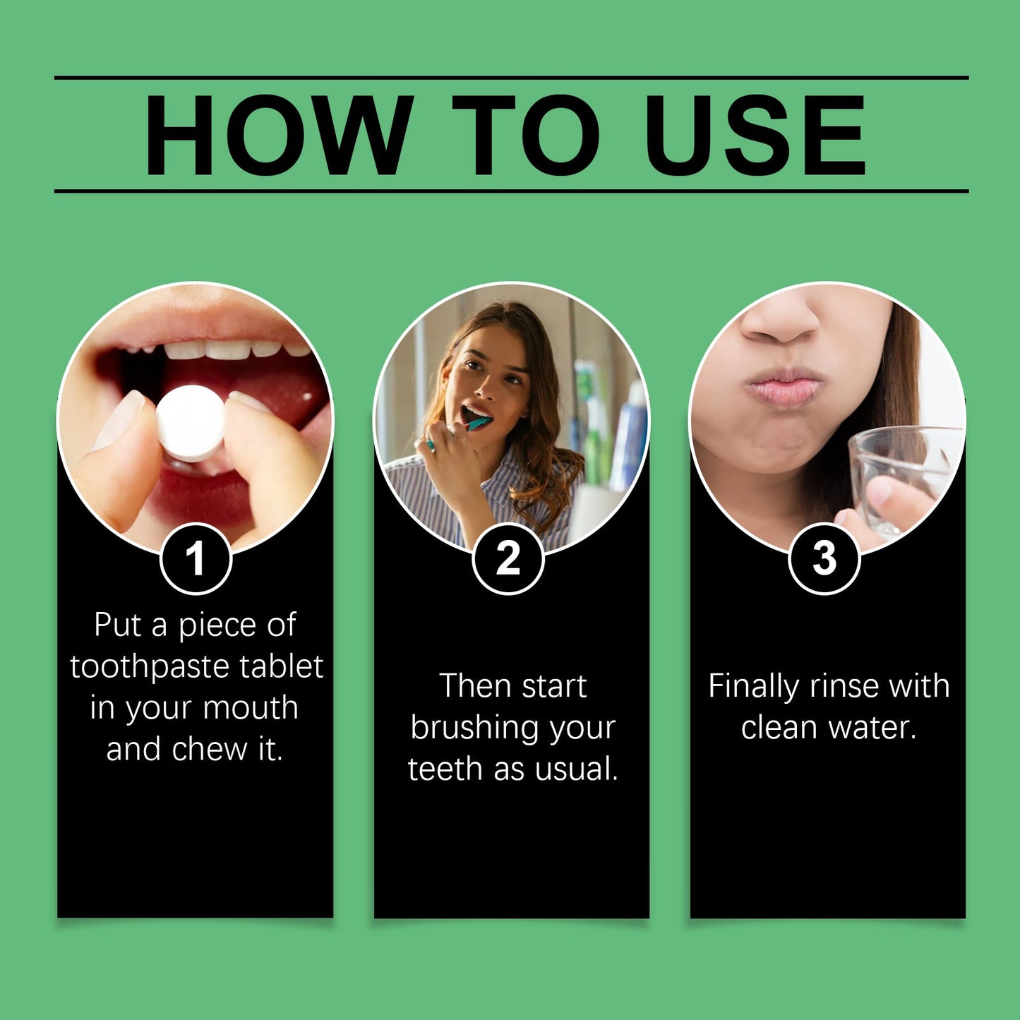 Oralhoe Whitening Toothpaste Tablets Mint tooth cleaning tablets for yellow teeth, tartar, and bad breath