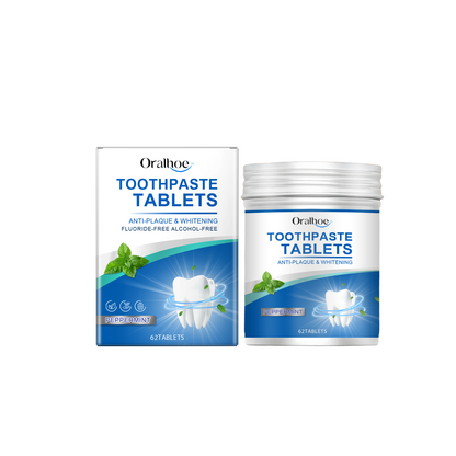 Oralhoe Mint cleaning toothpaste tablets Gently cleans teeth, removes stains and yellowing, freshens the mouth, and provides dental care
