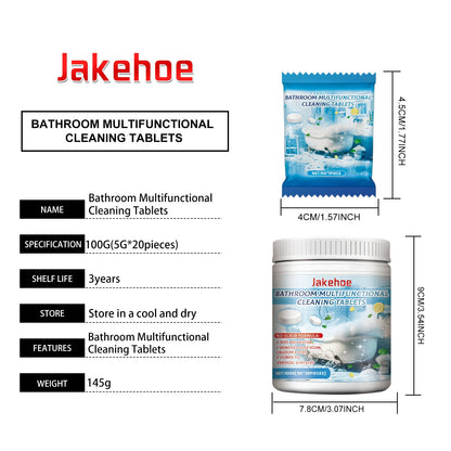 Jakehoe Bathroom cleaning tablets Bathroom deodorizing sink cleaner, bathtub glass scale remover, household cleaning tablets