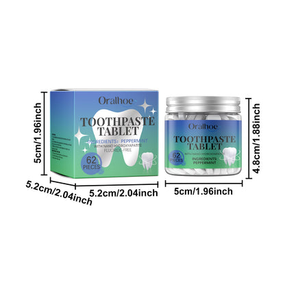 Oralhoe Whitening Toothpaste Tablets Mint tooth cleaning tablets for yellow teeth, tartar, and bad breath