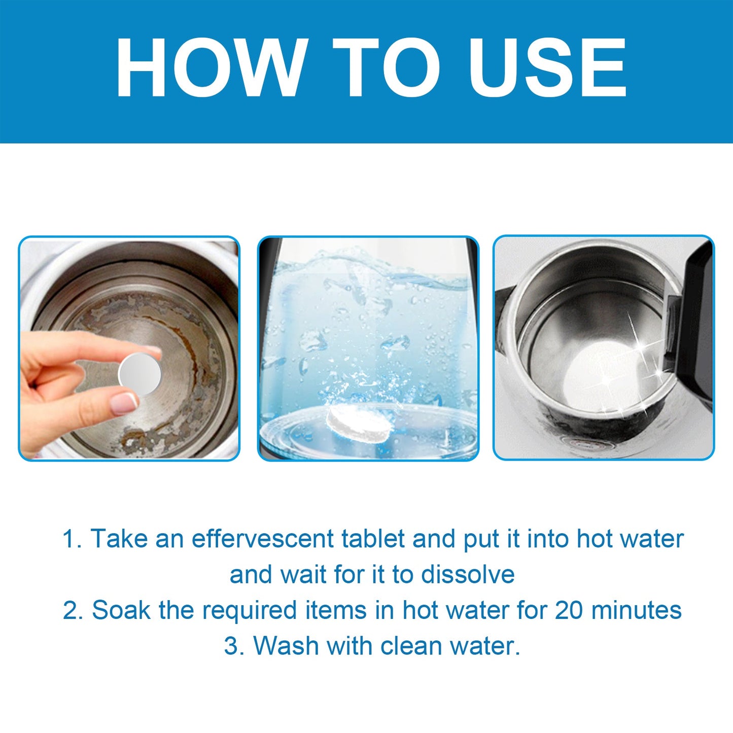 Jakehoe Scale Cleaning Effervescent Tablets Cleaning tablets for removing stubborn stains and scale from kettles and coffee machines