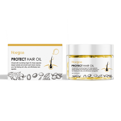 Hoegoa Moroccan hair care essential oil capsules Improves dry and frizzy hair, providing smoothness and moisture with hair care oil