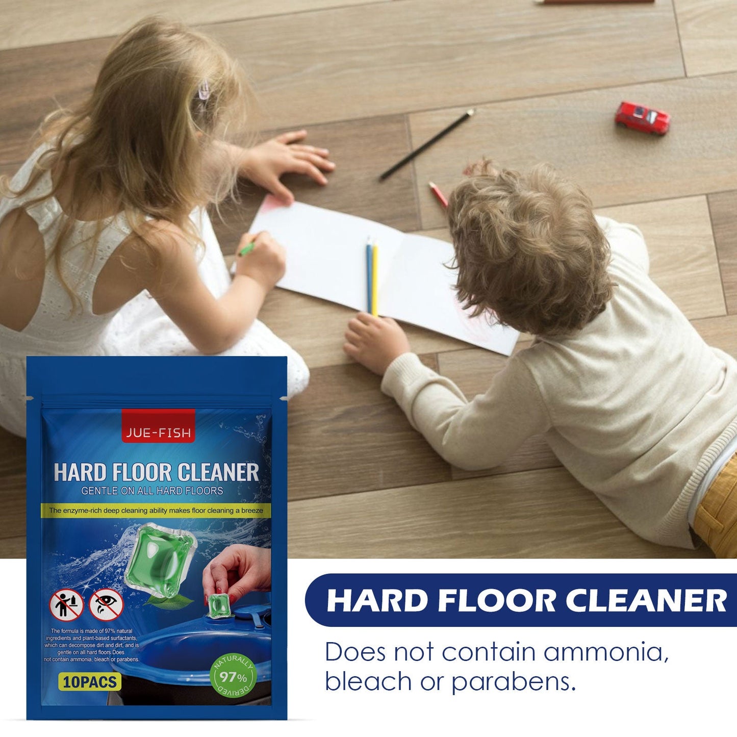 Jue-Fish Hard Floor Cleaning Beads Floor cleaner for stains, with fragrance, polishing and brightening effect, tile cleaner