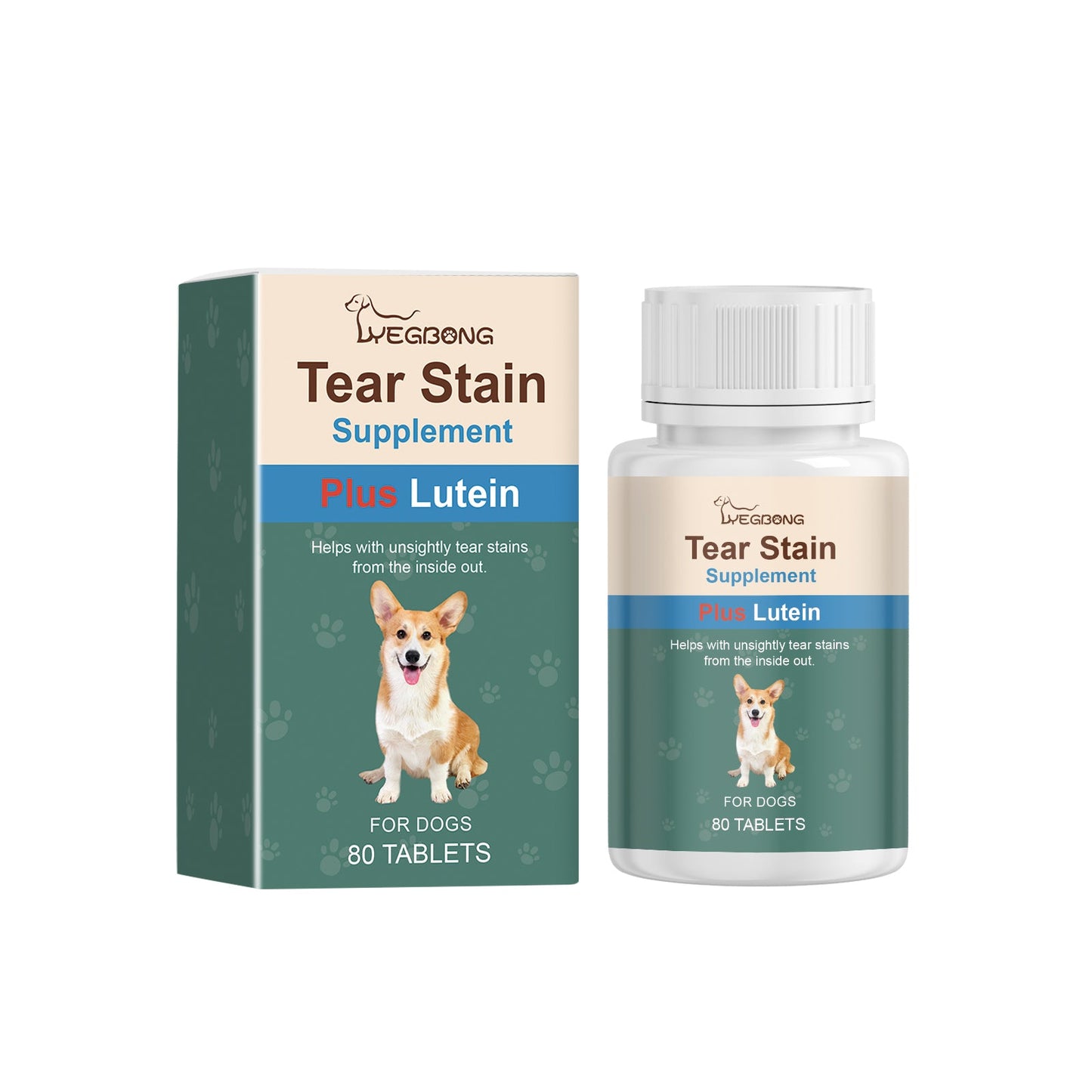 Yegbong Tear stain tablets for dogs Gentle cleaning tablets for pet dogs' tear stains and eye dirt