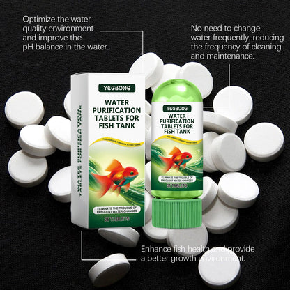 Yegbong Fish tank water purification tablets Specialized water quality cleaner for deodorization, algae removal, and sludge elimination to clear fish ponds