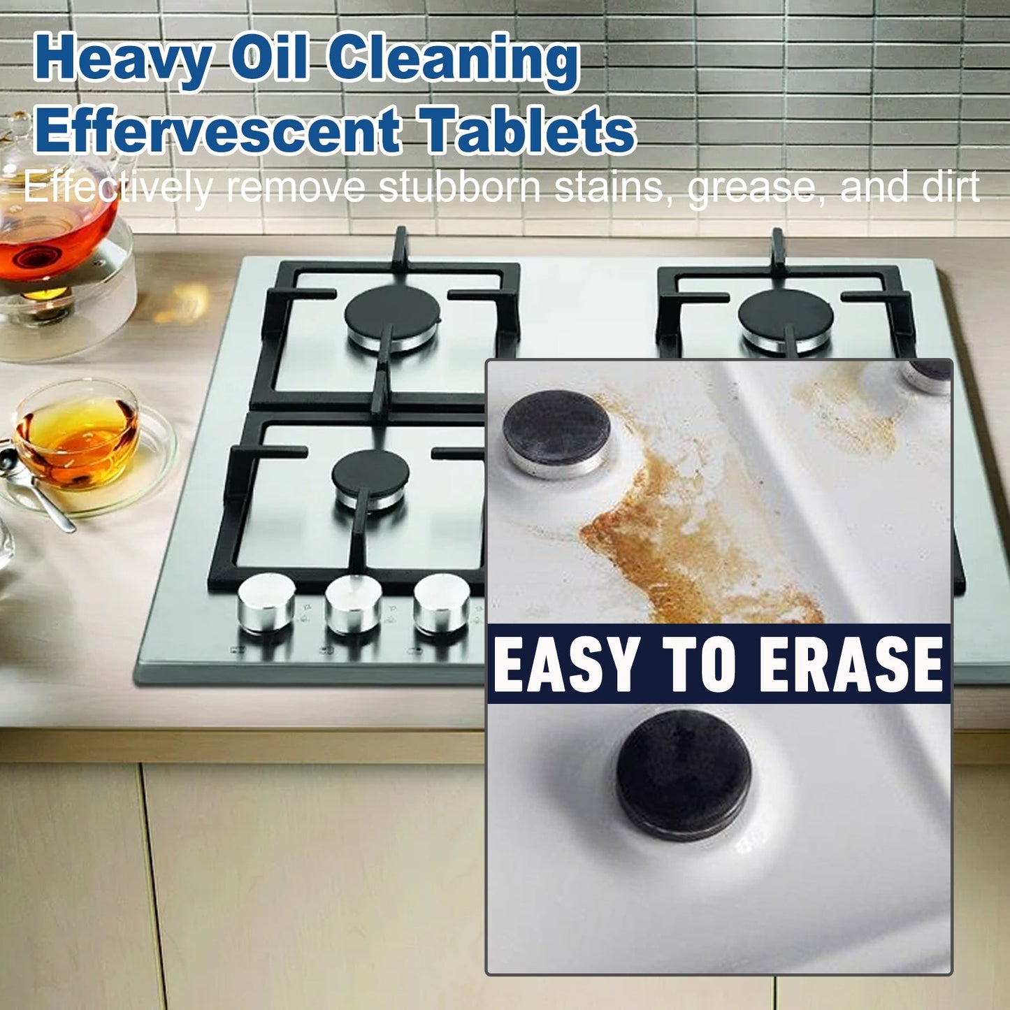 Jaysuing Oil stain cleaning tablets（Boxed） Heavy grease and stain cleaning effervescent tablets for kitchen range hoods and stoves