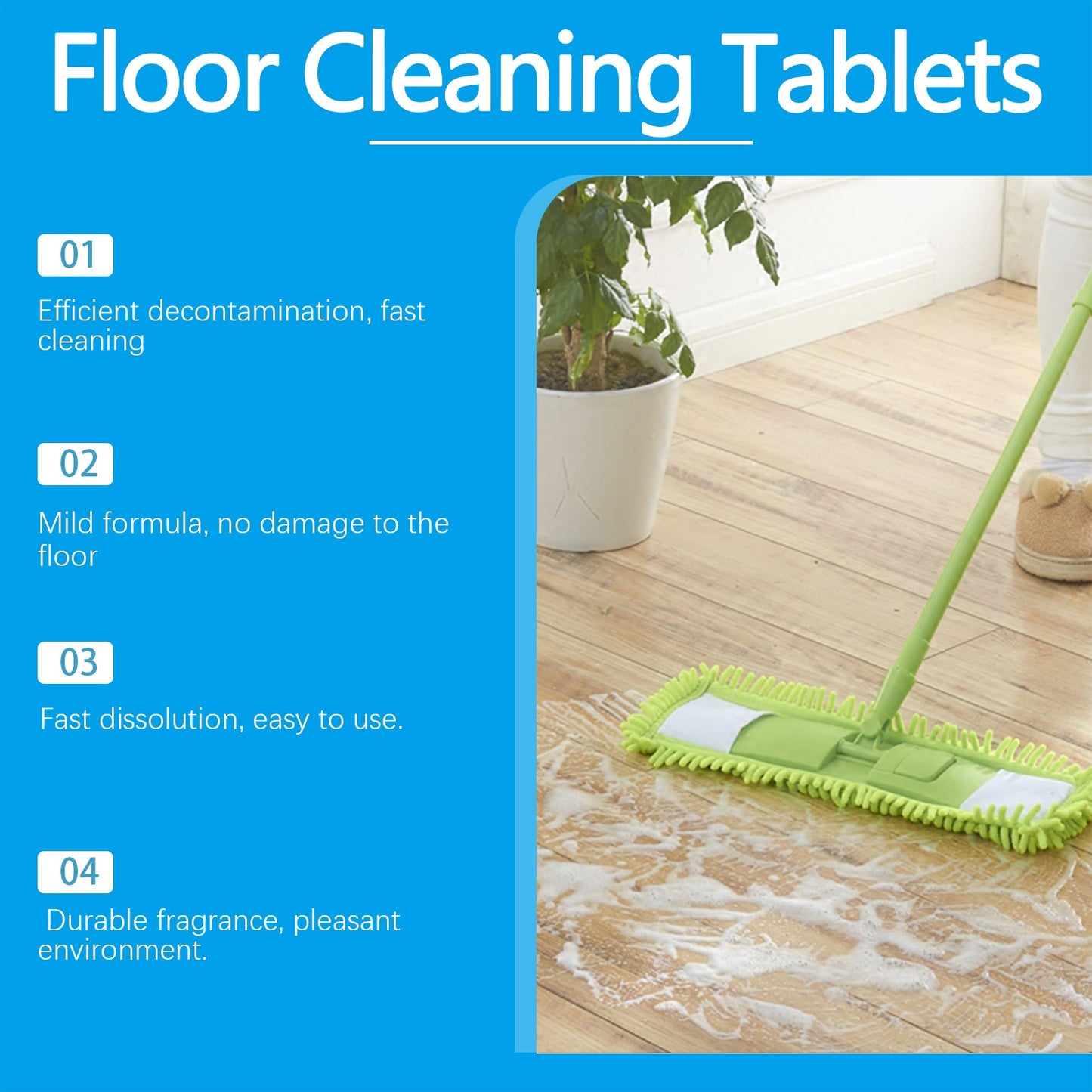 JUE FISH Floor Cleaning Effervescent Tablets Floor tile stain remover, descaler, brightener, polisher, cleaning effervescent tablets