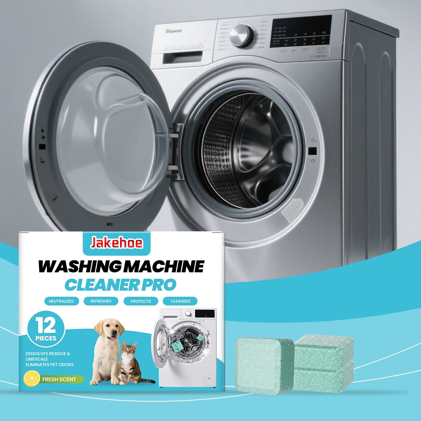 Jakehoe Washing machine cleaning tablets Daily household drum washing machine gently cleans stains, scale, and odors