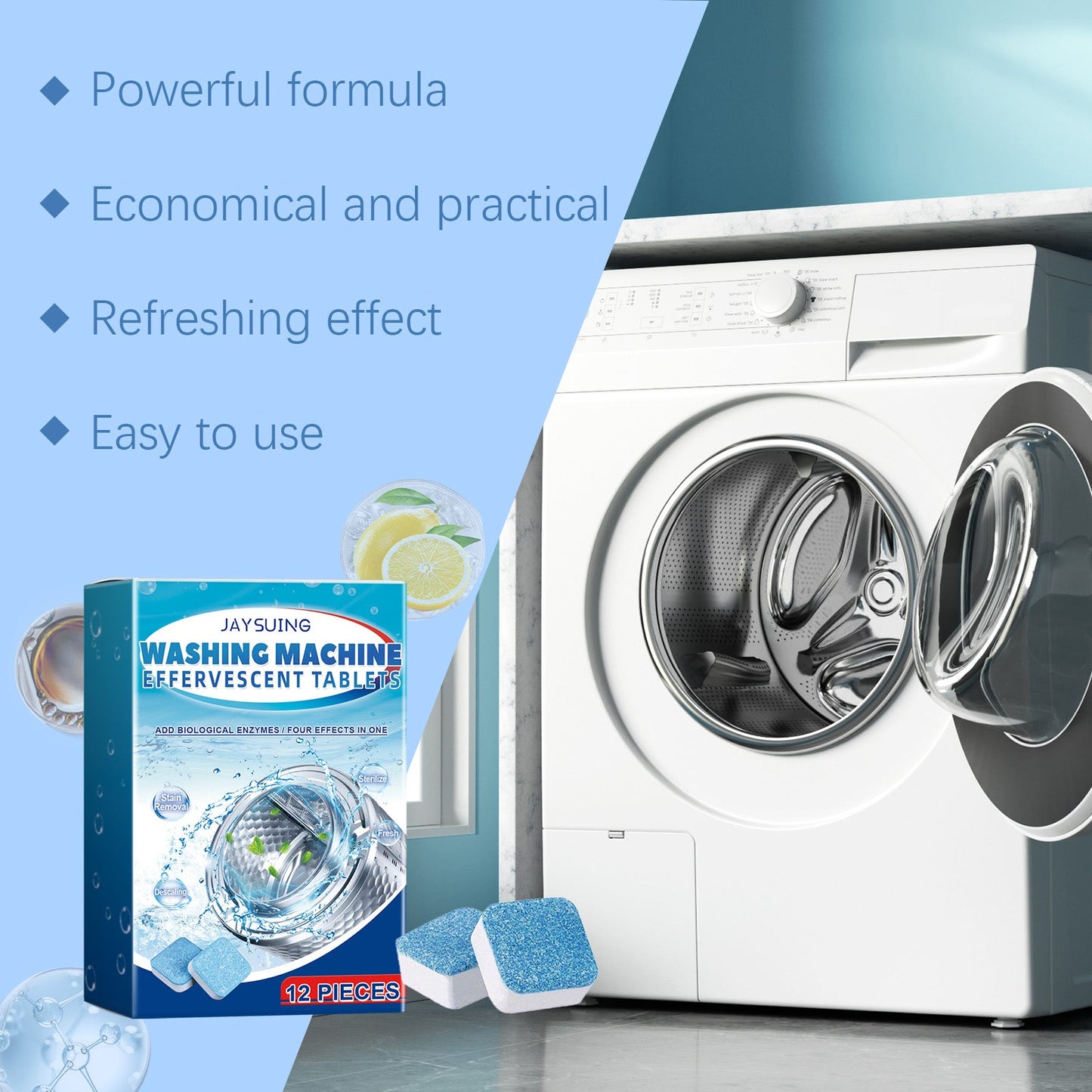 Jaysuing Washing Machine Cleaner Household fully automatic washing machine decontamination drum cleaning and descaling effervescent tablets