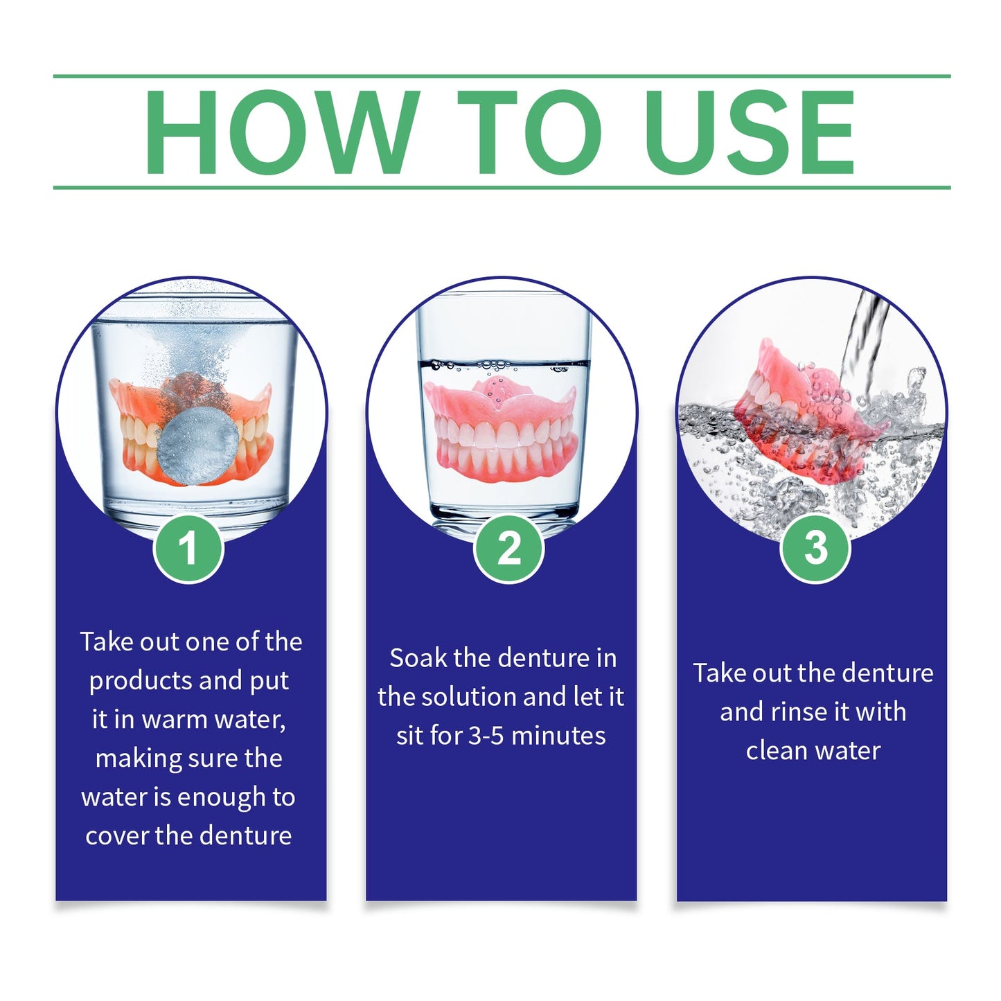 Oralhoe Denture cleaning tablets Oral care, fresh breath, tooth stain removal, braces, denture cleaning tablets, care