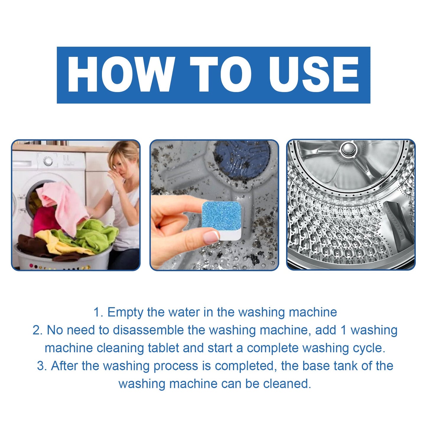 Jakehoe Washing machine cleaning tablets Washing machine tank stain cleaner effervescent tablets for automatic cleaning