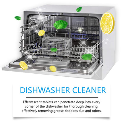 Jue-Fish Dishwasher cleaning tablets Kitchenware stain remover for heavy grease stains, tableware cleaner, dishwashing detergent