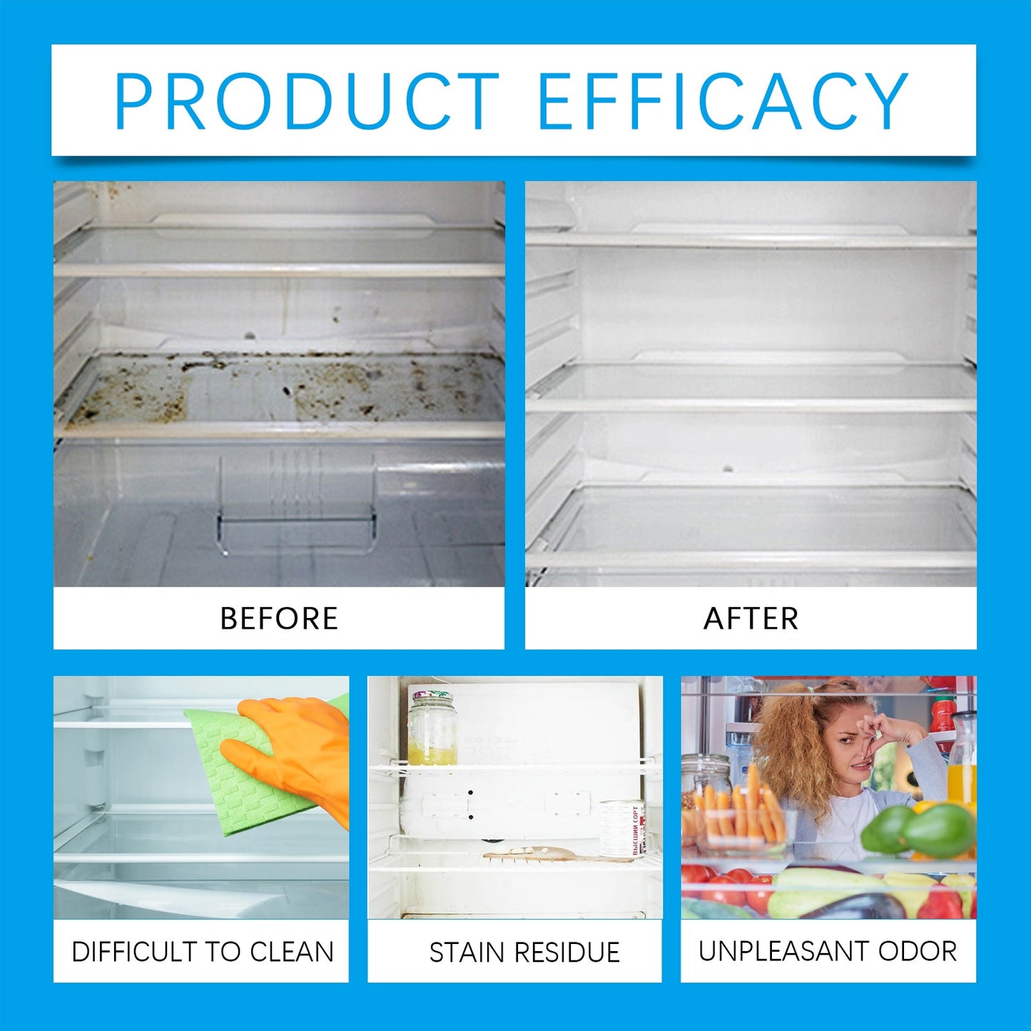 Jue-Fish Refrigerator cleaning effervescent tablets Kitchen refrigerator cleaning tablets for removing grease and odors, multi-purpose cleaning tablets