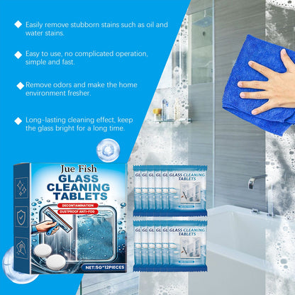 Jue-Fish Glass cleaning effervescent tablets Door and window glass, water stains, dust, and stubborn dirt are cleaned, leaving the mirror surface clear and bright