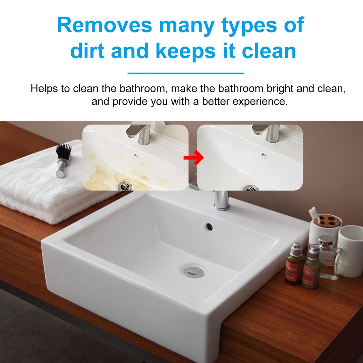 Jakehoe Bathroom cleaning tablets Bathroom deodorizing sink cleaner, bathtub glass scale remover, household cleaning tablets