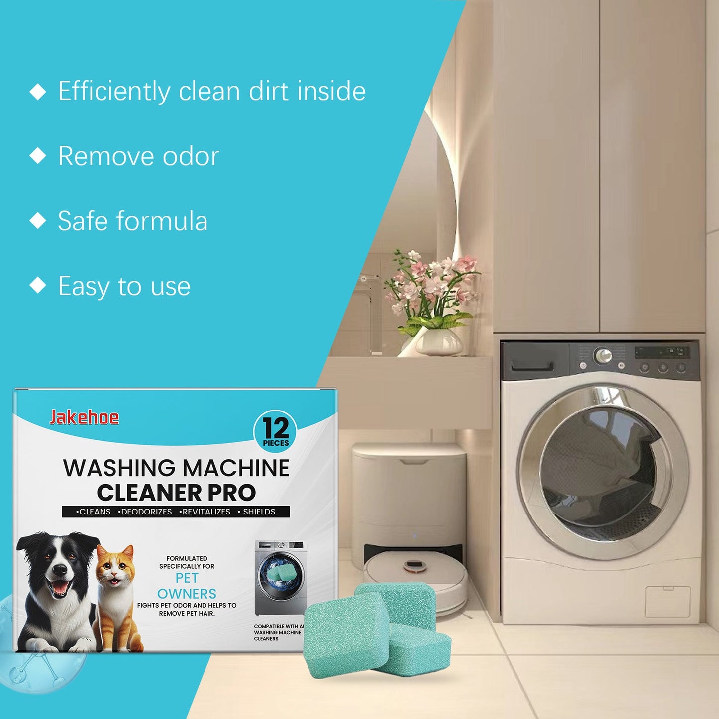 Jakehoe Washing machine cleaning tablets Cleaning the washing machine drum for household use, removing stains and scale
