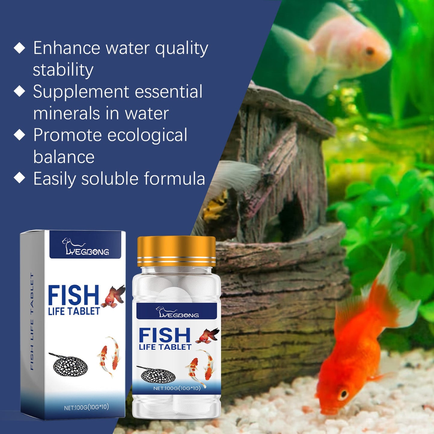 Yegbong Salt tablets for ornamental fish aquariums Aquarium salt, special fish salt for ornamental fish, salt tablets for fish keeping, mineral salt