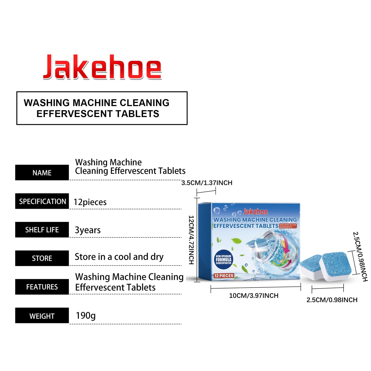 Jakehoe Washing machine cleaning tablets Laundry tub cleaning tablets for removing dirt, odors, and leaving a fresh scent