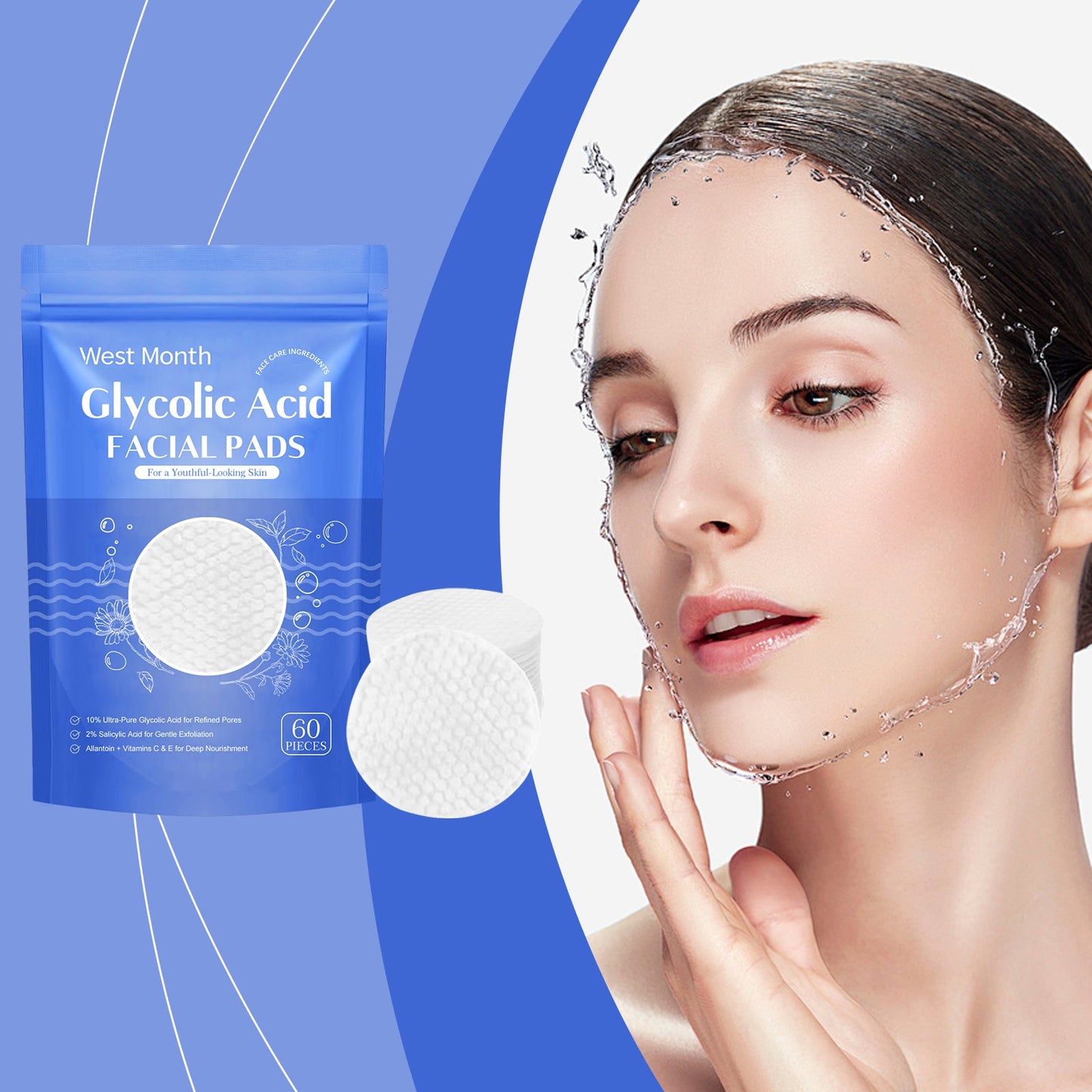 West Month Salicylic Acid Cleansing Pads Gentle facial cleansing tablets for moisturizing and hydrating skin