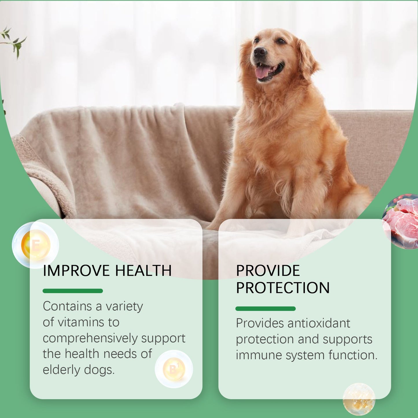 Yegbong Nutritional Vitamin Tablets for Middle-Aged and Elderly Dogs Provides comprehensive nutritional support to promote health and wellness food