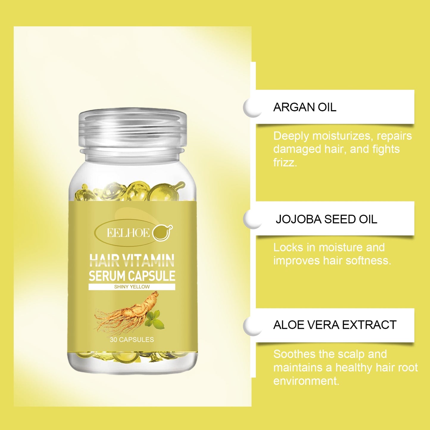 EELHOE Hair Oil Capsules Scalp care to improve dryness and frizz, smooth hair care oil, gentle and moisturizing