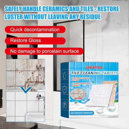 Jakehoe Tile cleaning tablets Descaling, polishing, and cleaning agent for household bathrooms, kitchens, floor tiles, and bathtubs