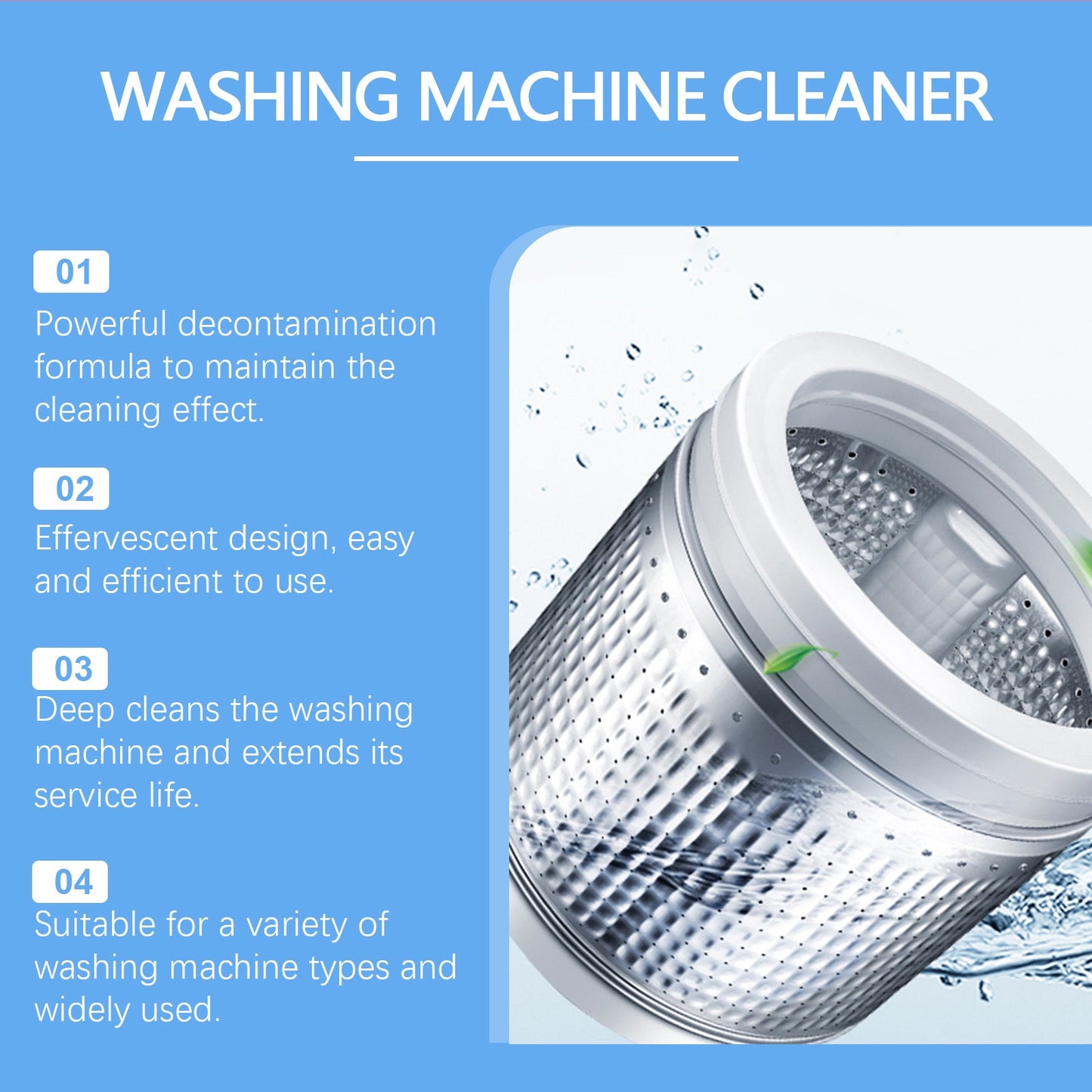 Jaysuing Washing machine stain remover effervescent tablets Washing machine detergent for descaling, stain removal, and odor elimination