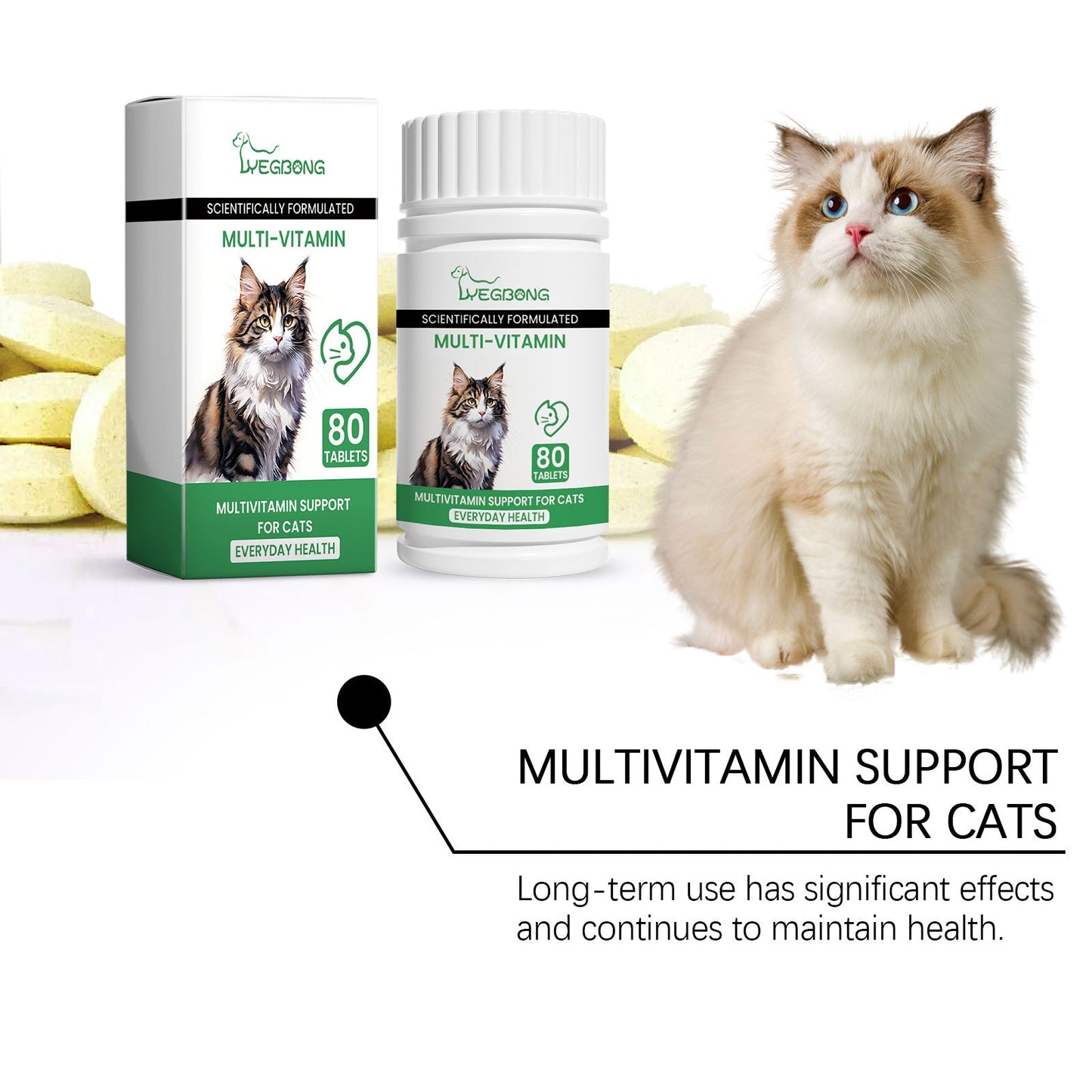 Yegbong Pet Cat Multivitamin Tablets Vitamin and trace element nutritional supplements for cats