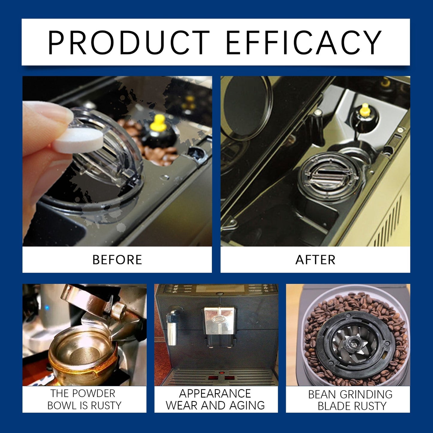 AMZ Coffee machine cleaning tablets Daily gentle cleaning of stains and scale, portable universal coffee machine cleaning and maintenance tablets