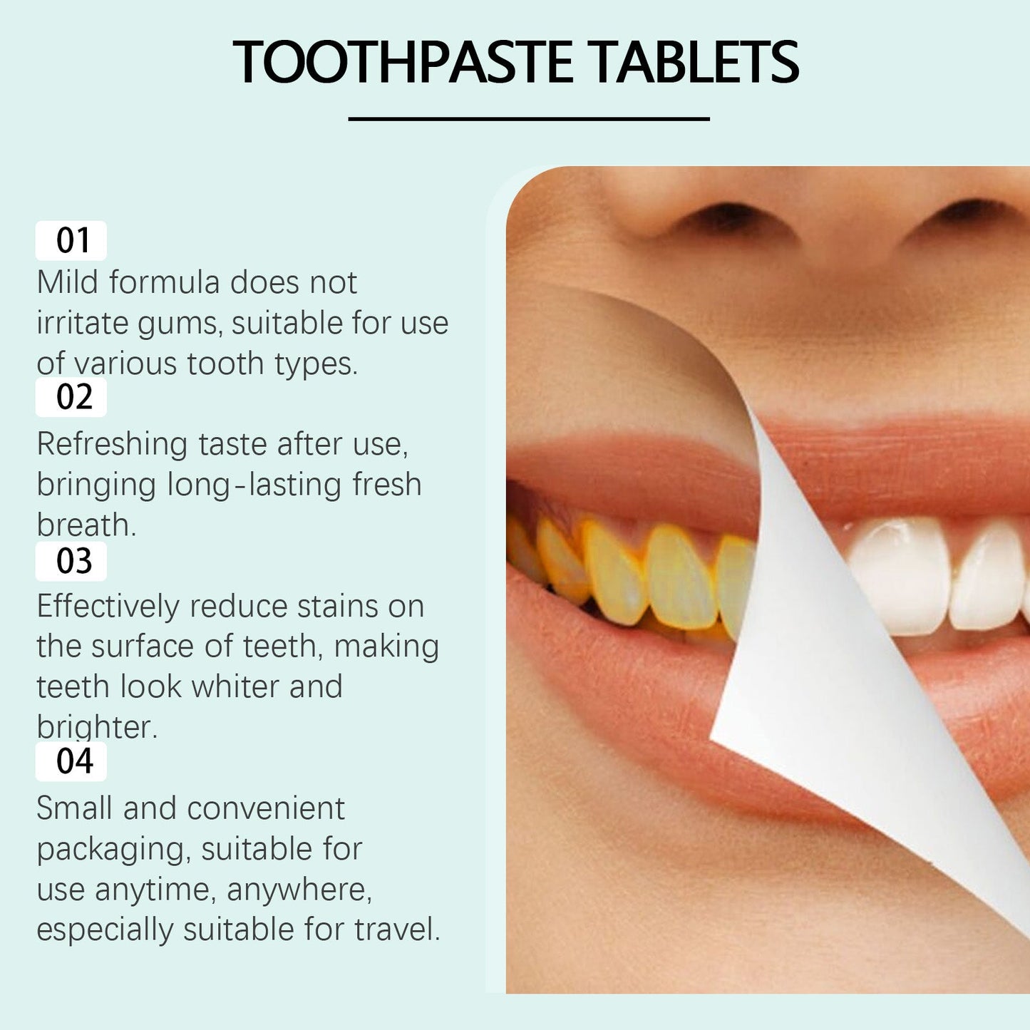 Oralhoe Mint Whitening Toothpaste Tablets Oral odor remover, breath freshener, portable toothpaste chewable tablets