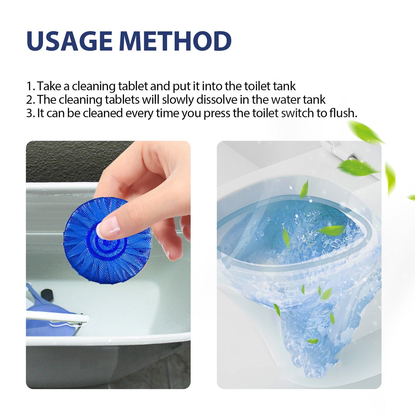 Jue-Fish Toilet cleaning tablets Household Toilet Cleaner for Descaling, Deodorizing, Stain Removal, and Fresh Scent Toilet Cleaning Tablets