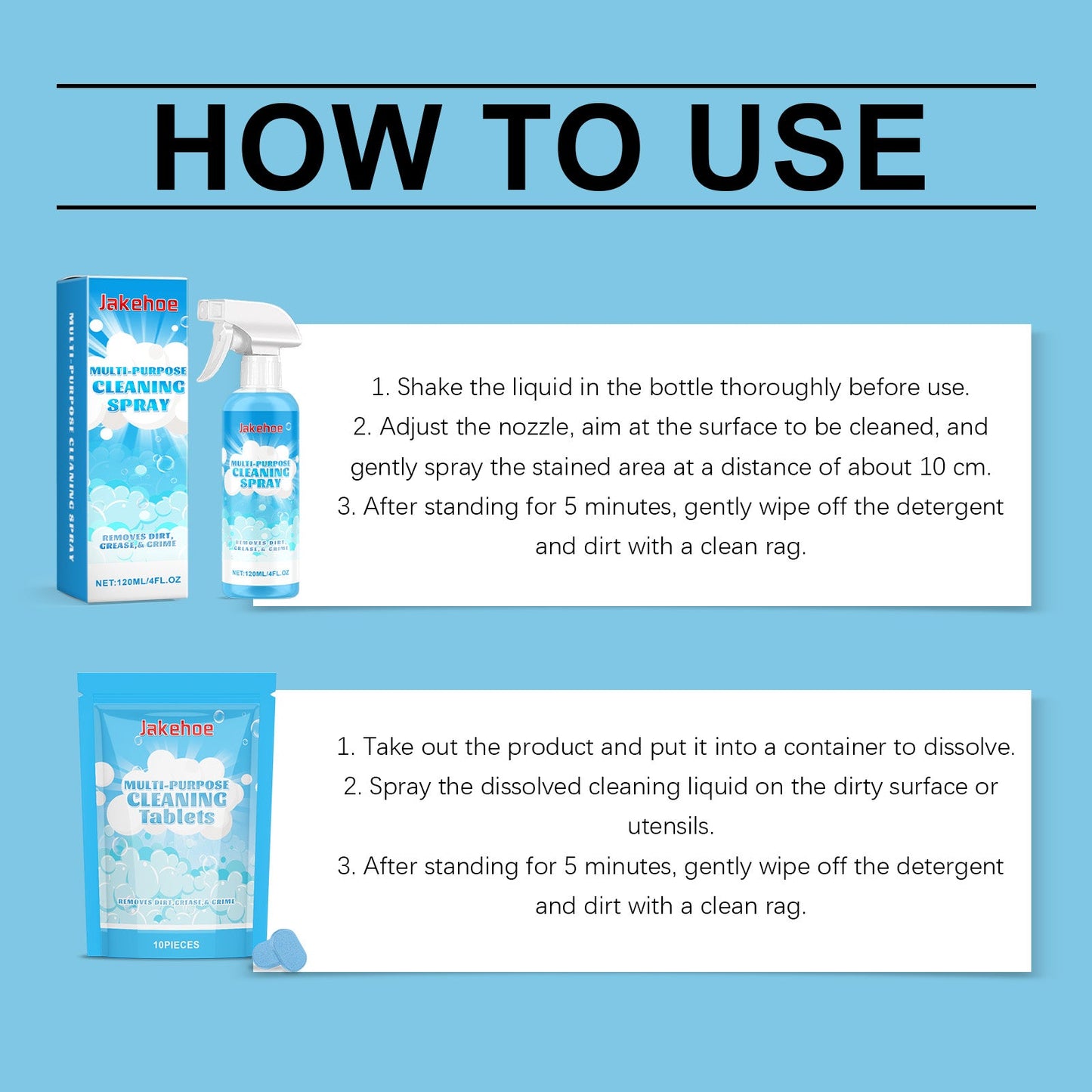 Jakehoe Multi-purpose cleaning tablets Multi-purpose cleaning tablets for water-stained walls, oily stains, bathrooms, and home use