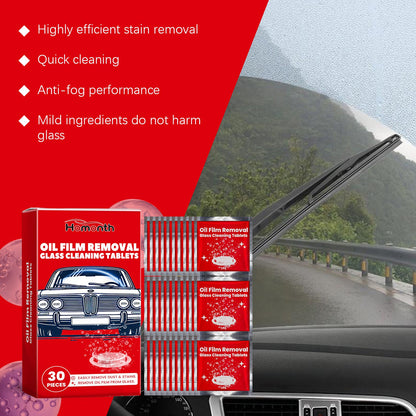Homonth Car oil film cleaning tablets Car oil film cleaner for window glass, anti-rain and anti-fog cleaning tablets
