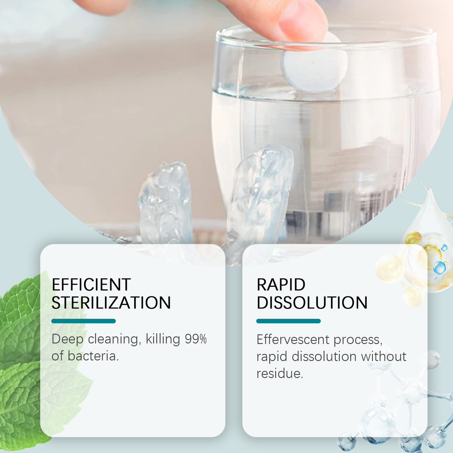 Oralhoe Dental aligner cleaning effervescent tablets Dental aligner odor-removing gentle stain-removing cleaning tablets