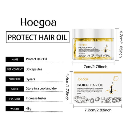 Hoegoa Moroccan hair care essential oil capsules Improves dry and frizzy hair, providing smoothness and moisture with hair care oil