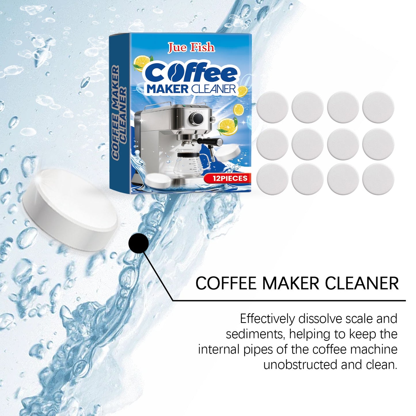 Jue Fish Coffee machine cleaning tablets Coffee machine stain removal filter cleaning tablets for household use