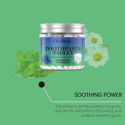Oralhoe Whitening Toothpaste Tablets Mint tooth cleaning tablets for yellow teeth, tartar, and bad breath