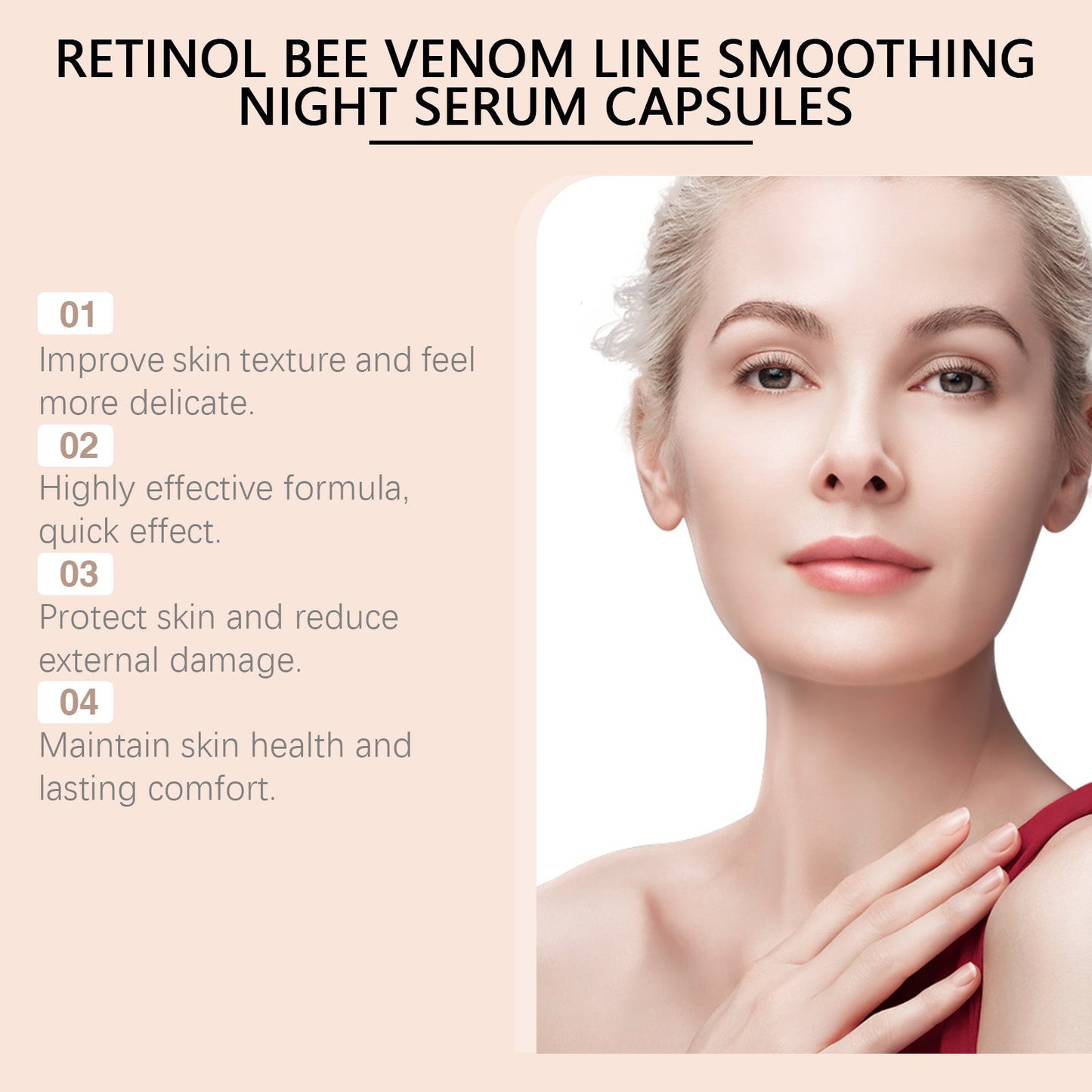 Hoygi Retinol and Bee Venom Facial Capsules Gentle moisturizing facial skin firming and skin texture improving hydrating capsules