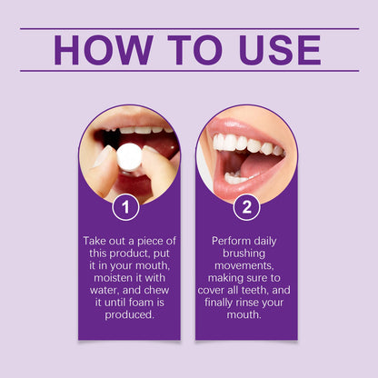 Oralhoe Whitening Toothpaste Tablets Teeth Cleaning Yellow Teeth Tartar Oral Odor Care Portable Cleaning Tablets