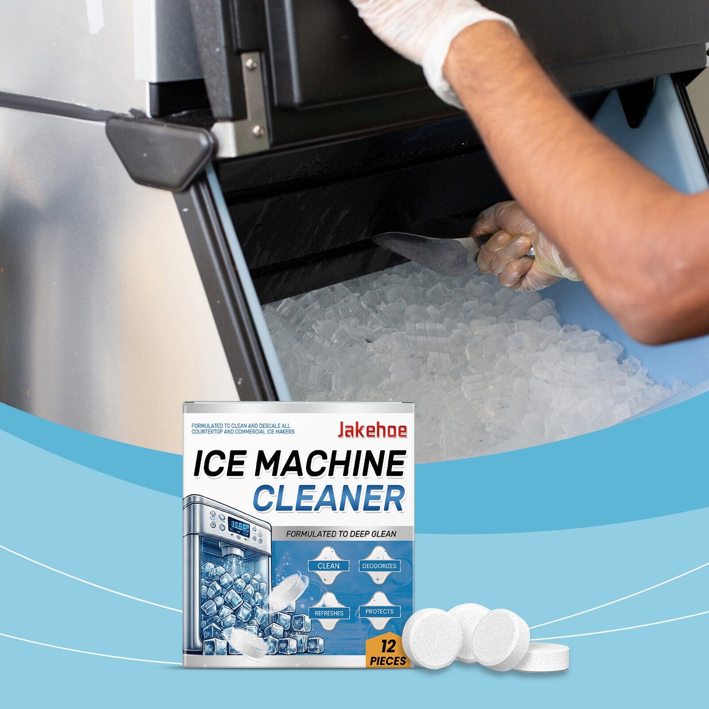 Jakehoe Ice Maker Cleaning Tablets Household Mild Cleaning, Descaling, Deodorizing, and Care Ice Maker Cleaning Tablets