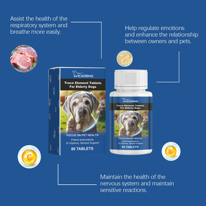 Yegbong Trace element tablets for elderly dogs Nerve-stimulating calcium supplement for overall health and care for elderly dogs