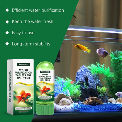 Yegbong Fish tank water purification tablets Specialized water quality cleaner for deodorization, algae removal, and sludge elimination to clear fish ponds